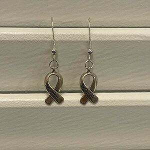 Breast cancer, hope earrings.